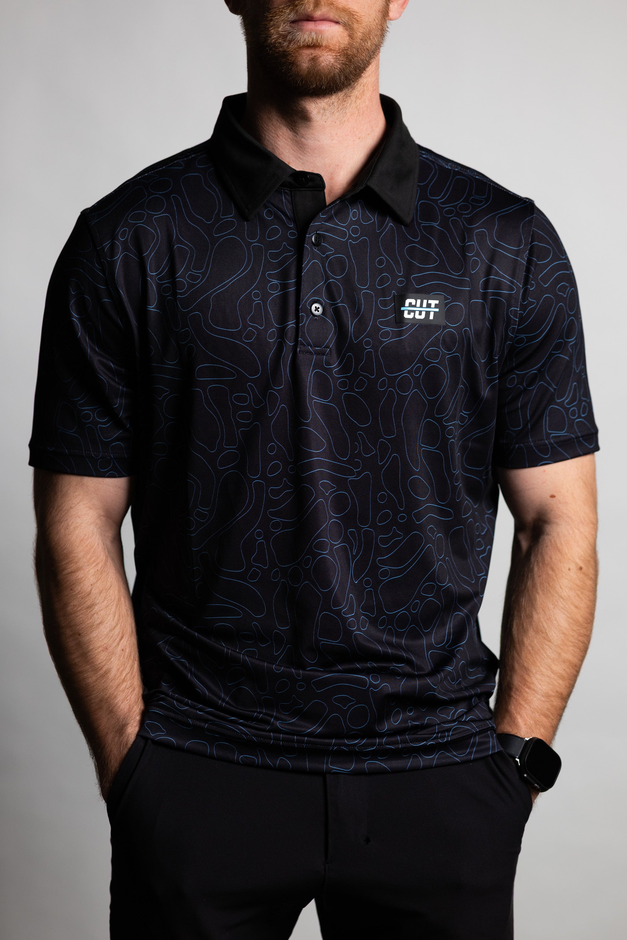 Midnight Teal Topo Polo