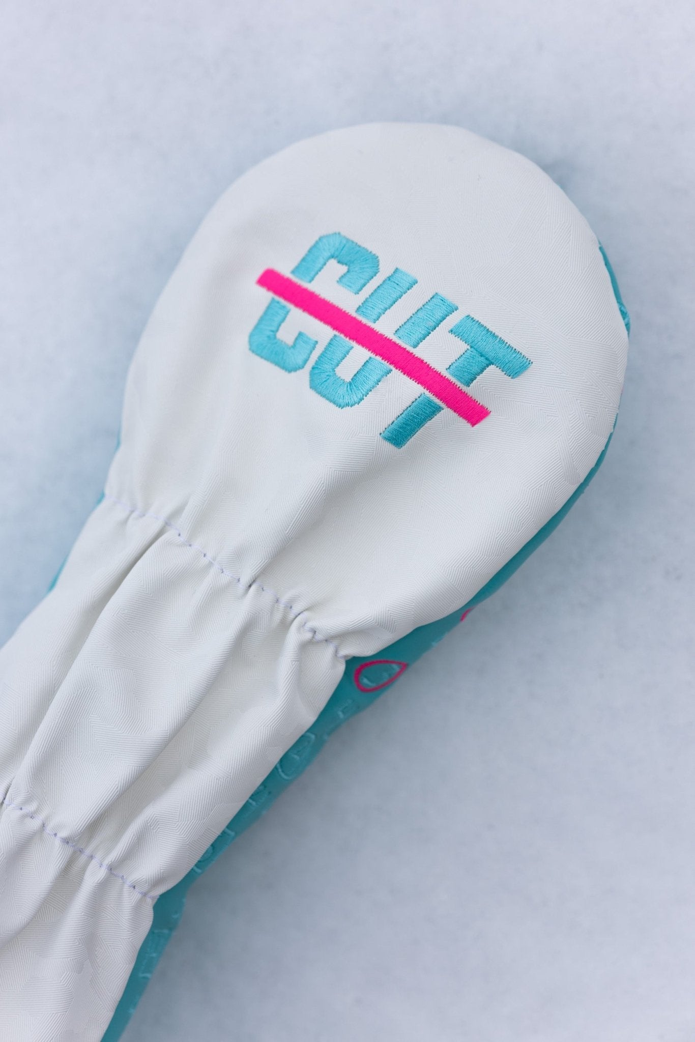 Scorecard Teal Fairway Cover with white top and teal accents, featuring embroidered Cutline Golf Goods logo.