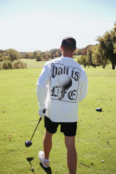 "Ball Is Life" White Oversized Unisex Long Sleeve